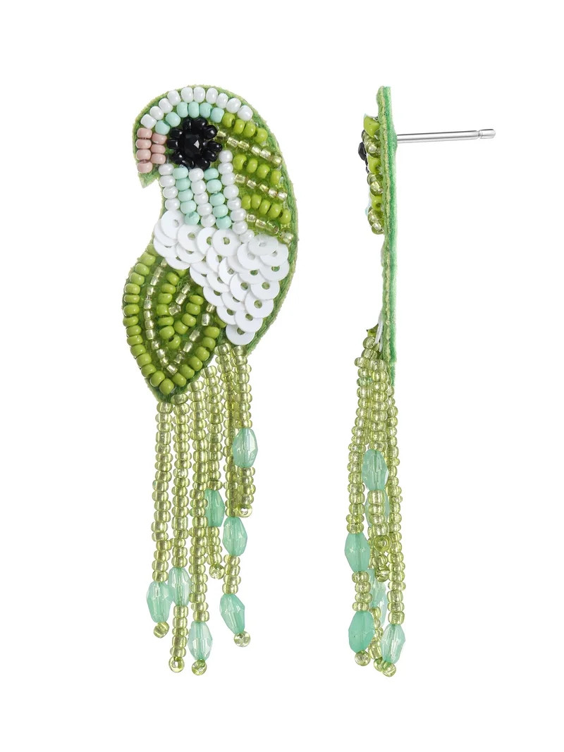 Time and Tru Green Beaded Bird Earrings, 1 Pair | Walmart (US)