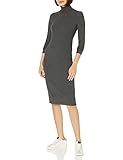 Daily Ritual Women's Rayon-Spandex Fine Rib Standard-Fit Long-Sleeve Turtleneck Midi Dress, Charcoal | Amazon (US)