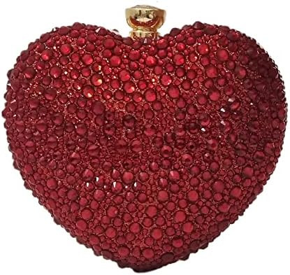 Cute Heart Shape Clutch Purse Mini Love Heart Rhinestone Wedding Handbag Party Women Purse | Amazon (US)