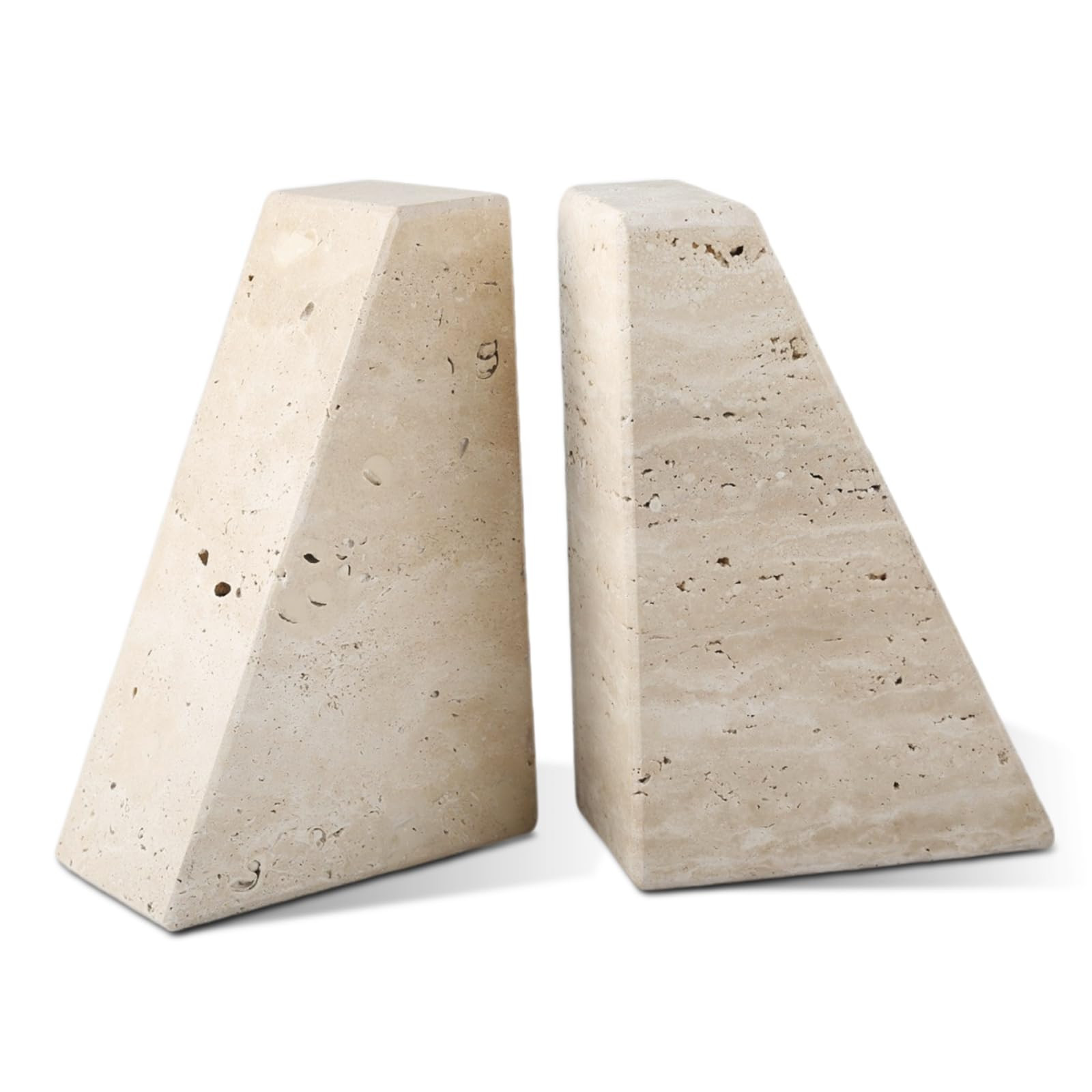 Karibiber Travertine Bookends for Heavy Books, Marble Decorative Bookends for Shelves, Heavy-Duty... | Amazon (US)