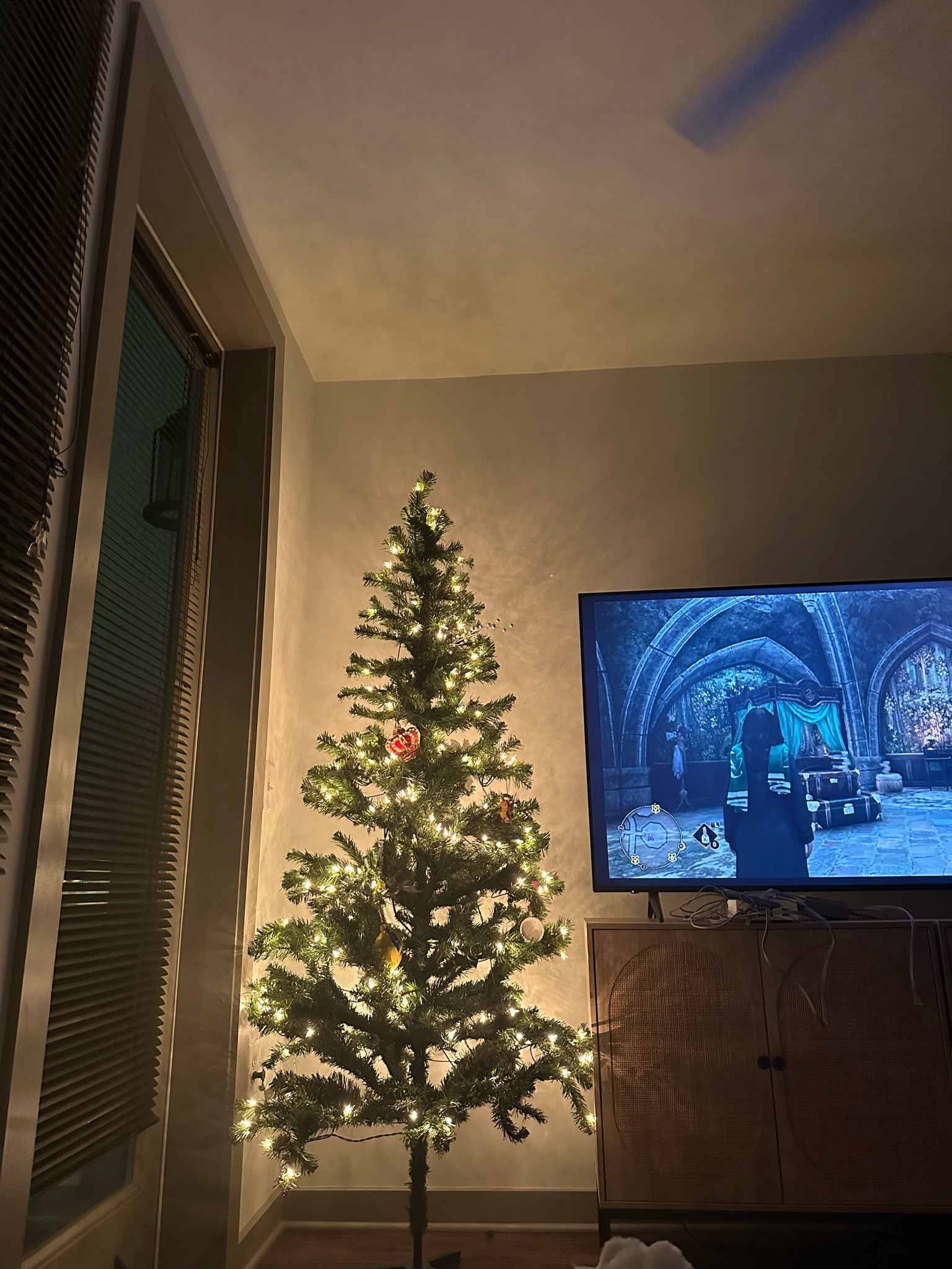 $30 Target Christmas tree, 6.5 feet tall perfect for small spaces! 