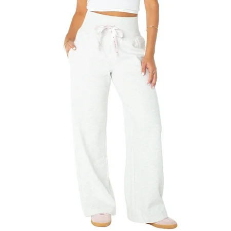 Celebrity Pink Women's Satin Tie Wide Leg Sweatpants, Sizes XS-XXXL | Walmart (US)