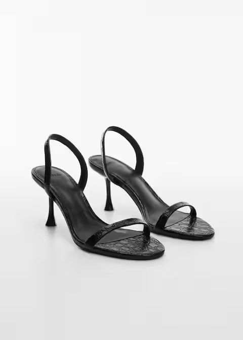 Heel croc-effect sandals | MANGO (US)