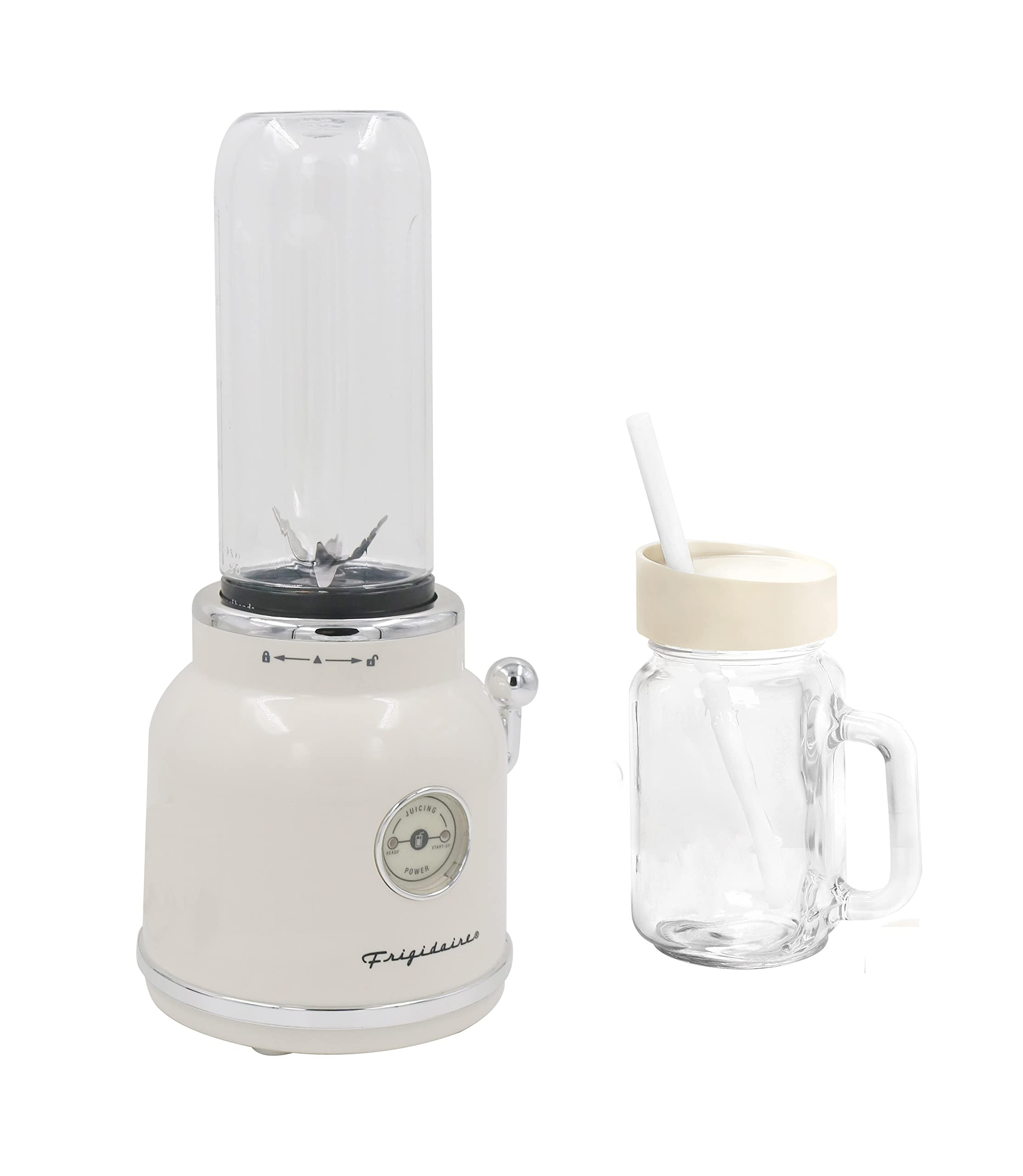 Amazon.com: FRIGIDAIRE ESMM100-CREAM Retro Smoothie Maker Blender with Mason Jar, Perfect for Sha... | Amazon (US)