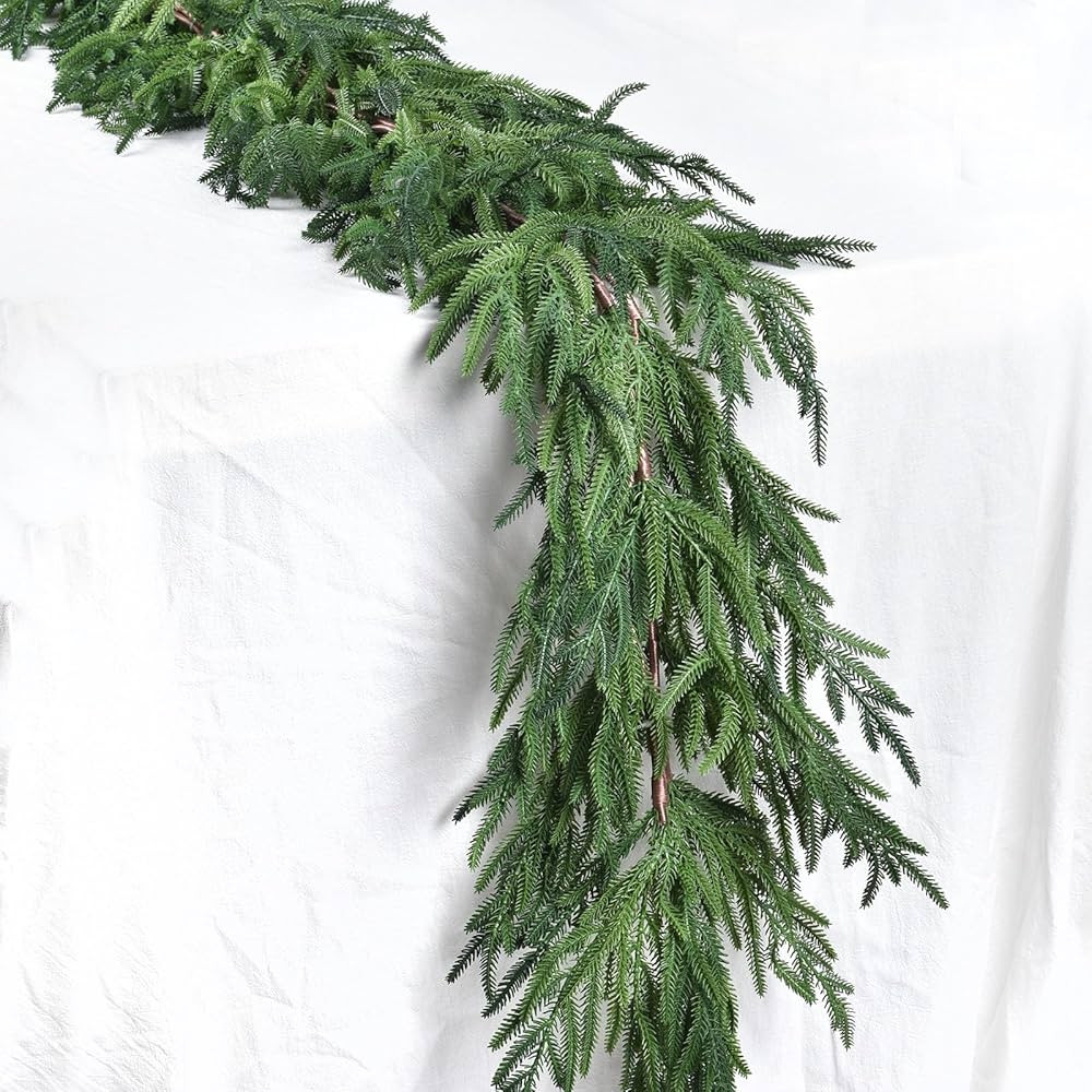 DearHouse Norfolk Pine Garland Christmas Decoration, Artificial Greenery Garland Norfolk Pine Lea... | Amazon (US)