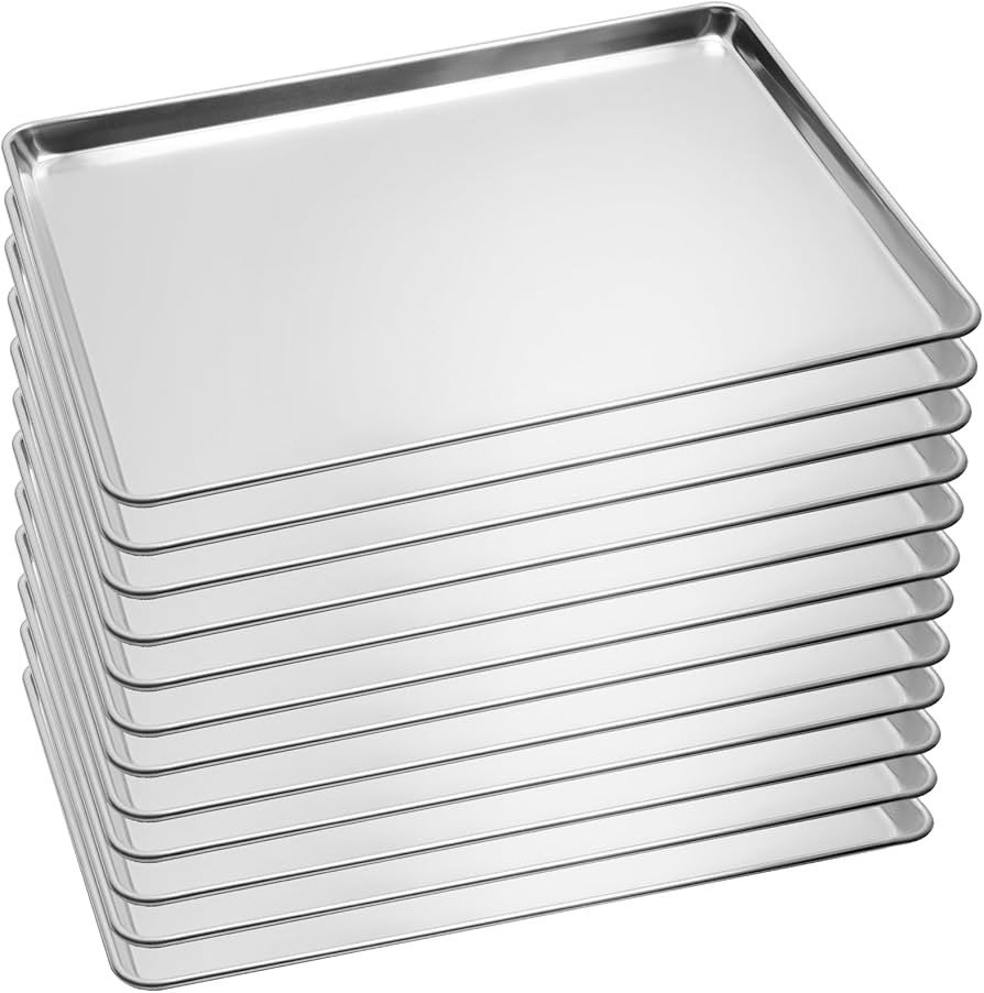 12 Pack Full Size Baking Sheet Pan Aluminum Commercial Pan for Oven Freezer Bakery Hotel Restaura... | Amazon (US)