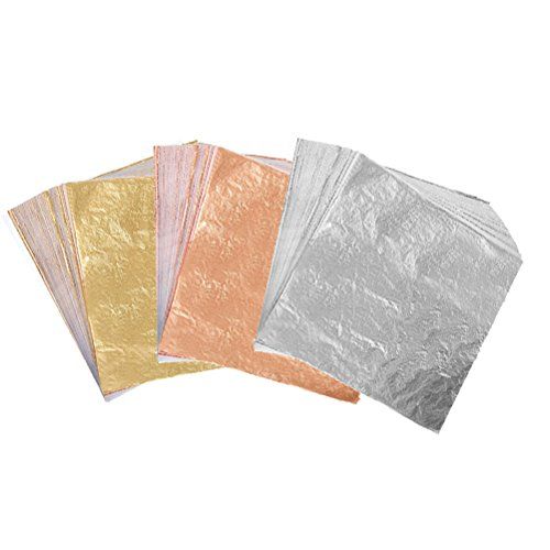 300 Sheets Imitation Golden Silver Rose Color Leaf,Foil Paper for Arts, Gilding Crafting, Decoration | Amazon (US)