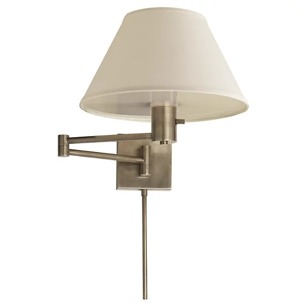 Classic Swing Arm Wall Sconce with Linen Shade | Lumens