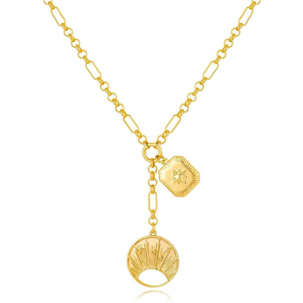 WOWORAMA Gold Pendant Necklace for Women Trendy Sun Star Cross Charm Necklace Lucky Leaf Heart Ch... | Amazon (US)