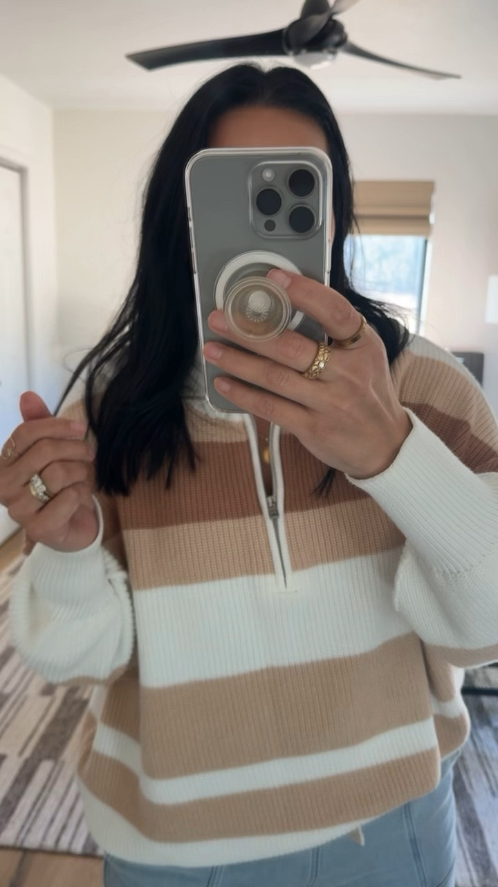 This sweater runs big so be sure to size down. I’m wearing a medium (I’m a size 10), but could have even done a small. I love these pants (size down 1) but if you are 5’5” or taller I would get the long length. I’m a little over 5’4” and am wearing the regular length and they are perfect! Both are cute and so comfortable. 

#LTKmidsize #LTKover40 #LTKsalealert