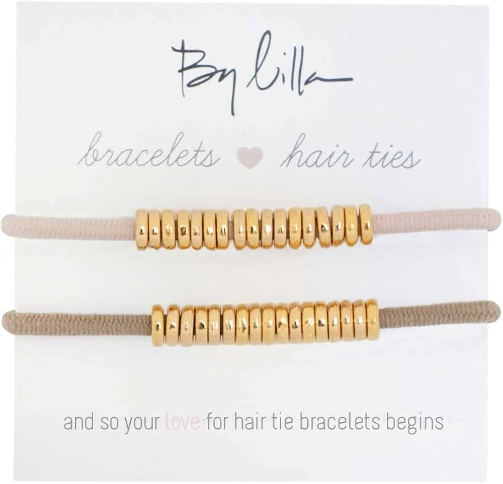 By Lilla Disc Ponytails Hair Ties and Bracelets - Set of 2 Hair Tie Bracelets - Hair Ties for Wom... | Amazon (US)