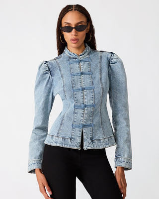 Steve Madden Women's Aberdeen Top Long Sleeve Button Up Tops - Vintage Blue - Size XS - Cotton | Steve Madden (US)