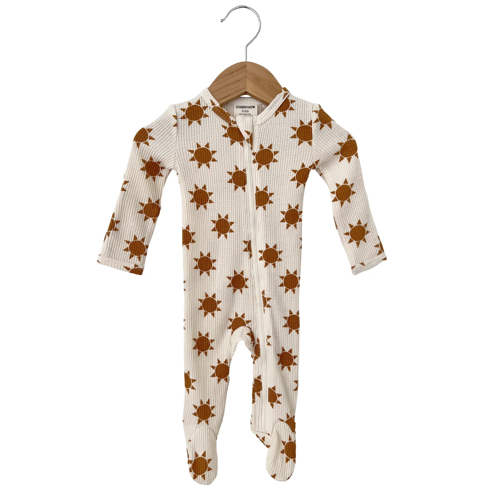 Organic Waffle Basic Zip Footie, Sun | SpearmintLOVE