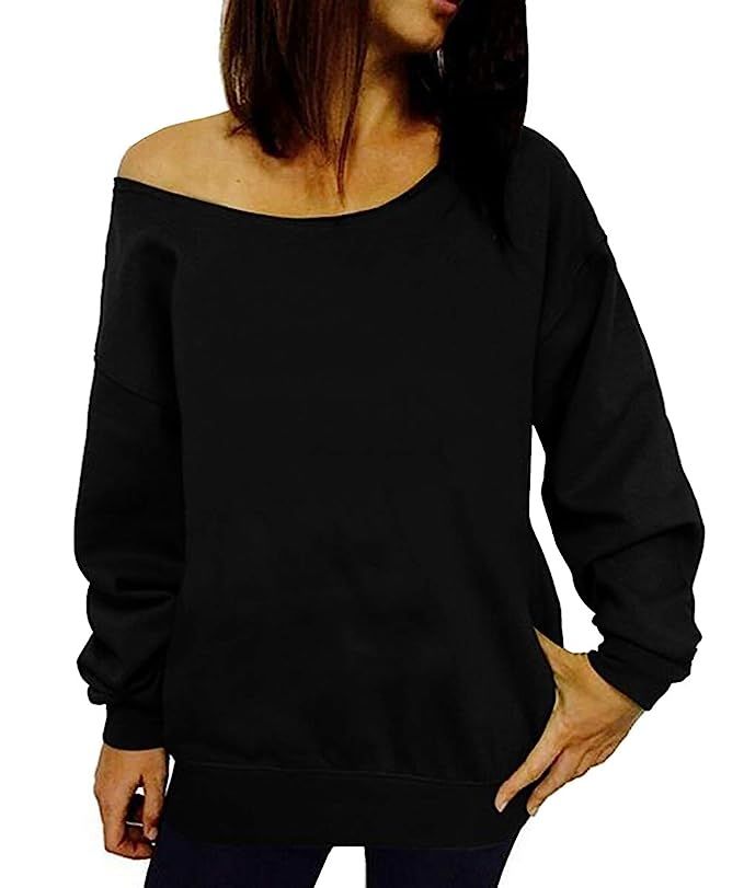 Dutebare Women Off Shoulder Sweatshirt Slouchy Shirt Long Sleeve Pullover Tops | Amazon (US)