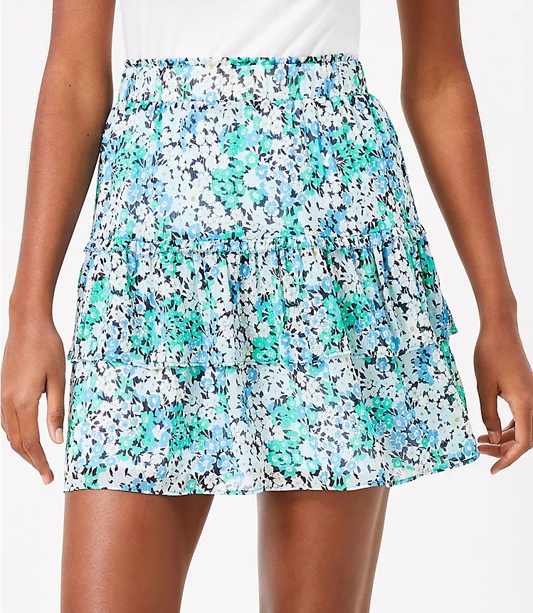 Floral Tiered Ruffle Skirt | LOFT