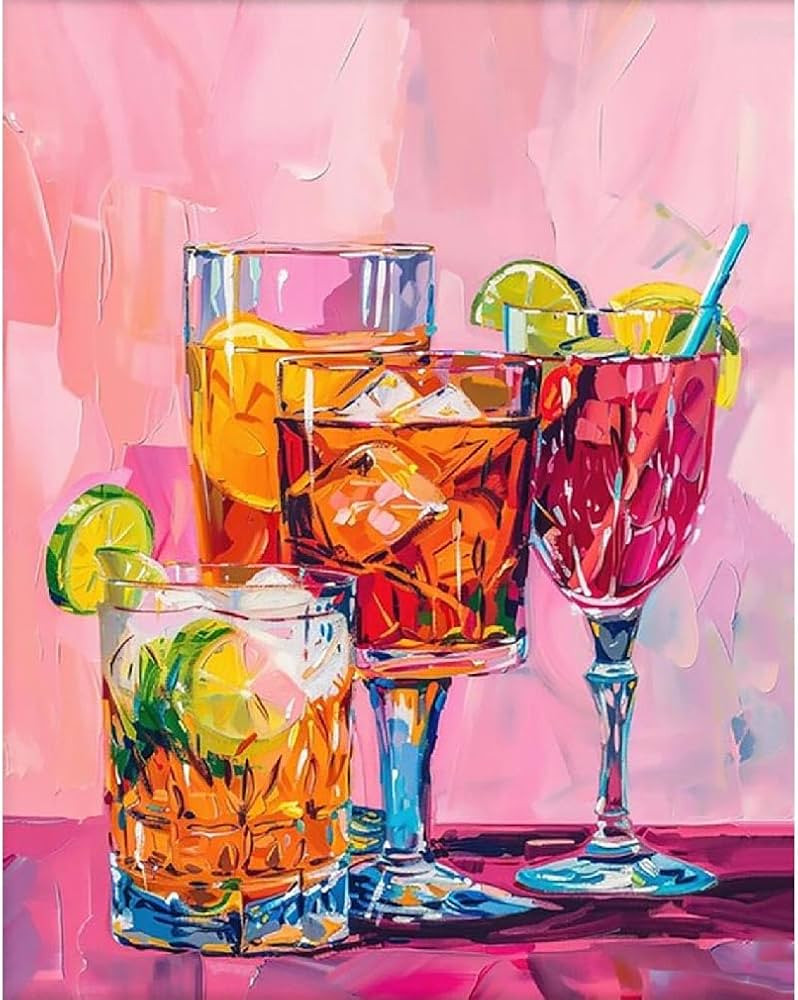 Vintage Cocktail Paint by Numbers Kit for Adults,Adult Paint by Number Kits on Canvas Without Fra... | Amazon (US)