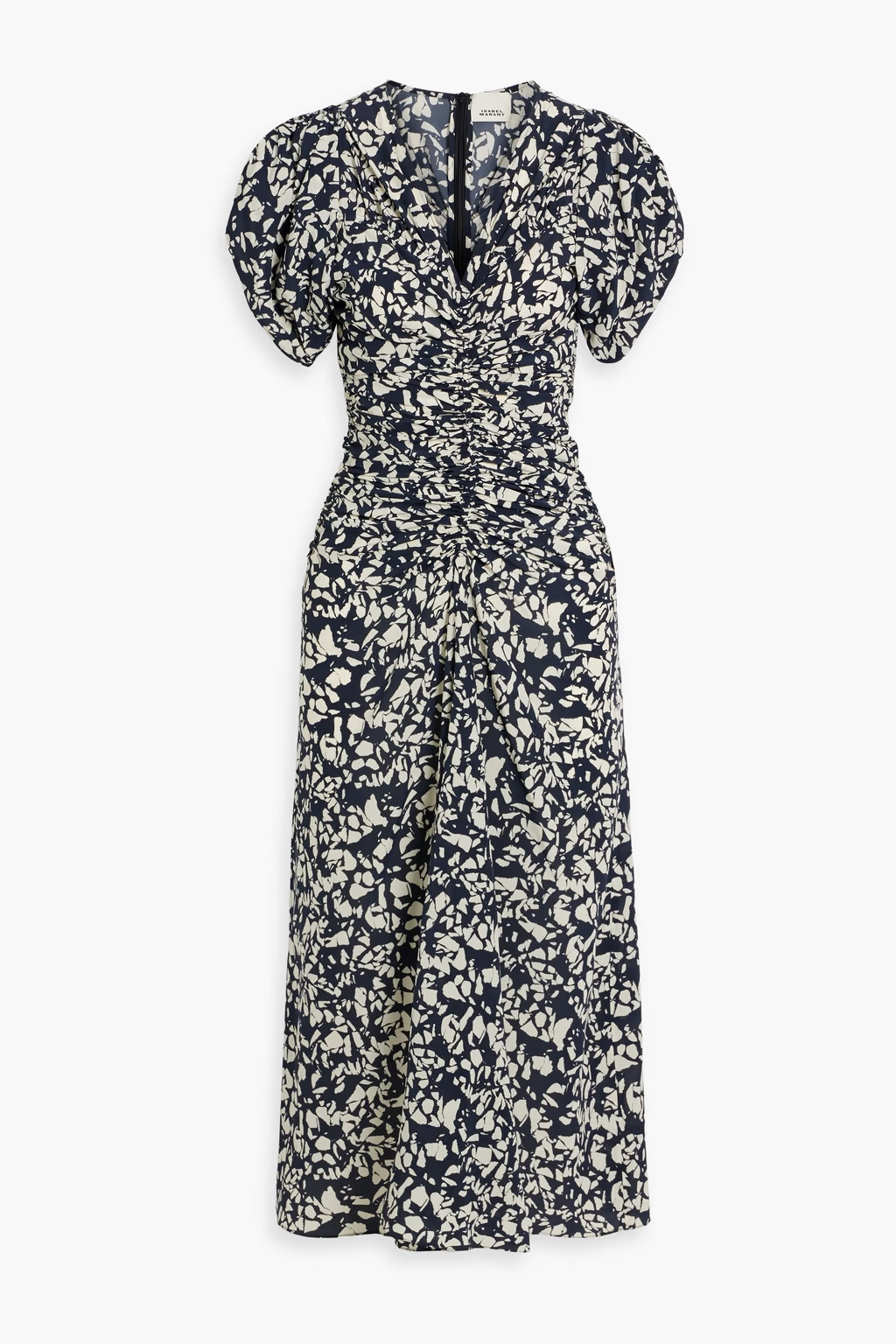 Lilia ruched printed stretch-silk midi dress | The Outnet (US and CA)