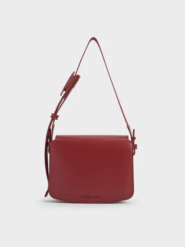 Boxy Front Flap Shoulder Bag
 - Red | Charles & Keith UK