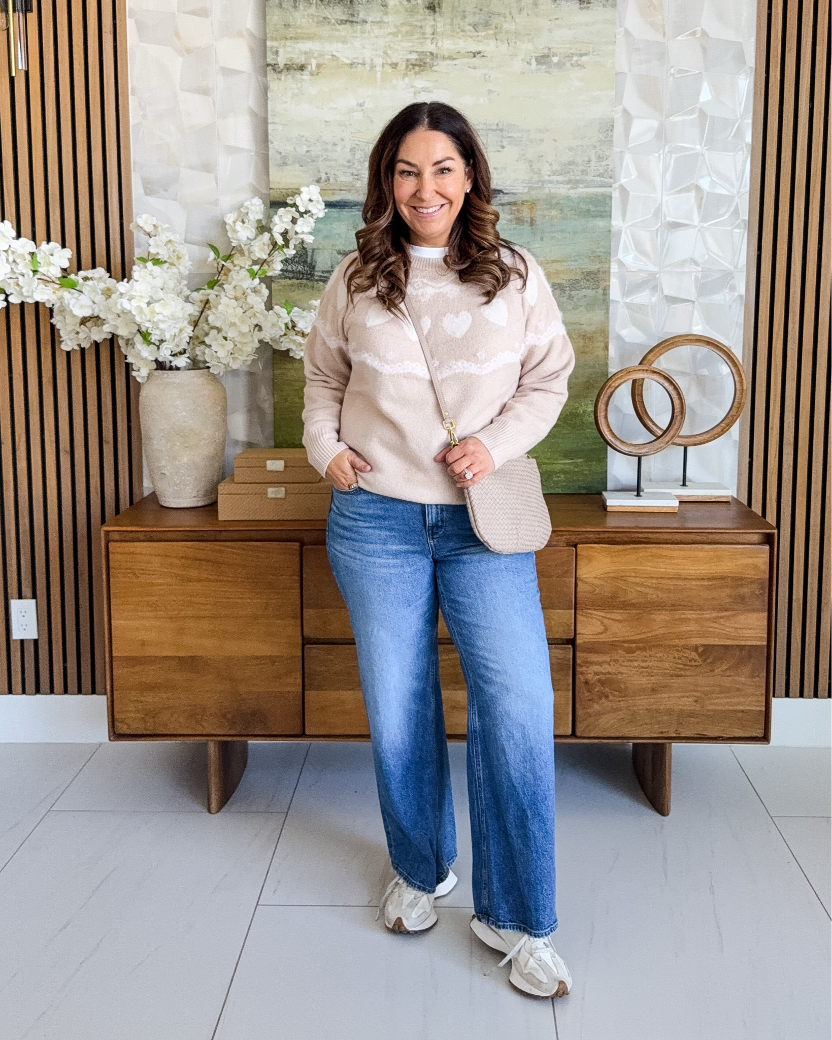 Valentine's Fair Isle Sweater tts, L // Jeans size up, 32 but these will shrink a bit in the wash wearing short inseam, needed R after washing  

 #LTKValentine #LTKOver40 #LTKMidsize