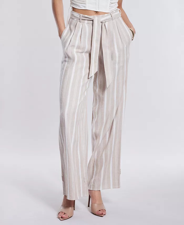 Women's Striped Wide-Leg Pants | Macy's