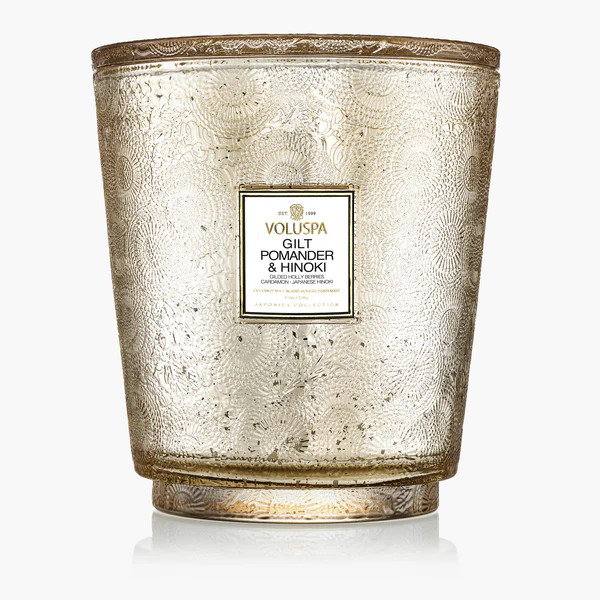 Gilt Pomander & Hinoki - 5 Wick Hearth Candle | Voluspa
