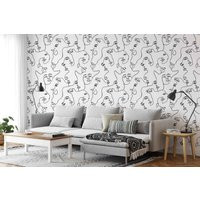 Faces Wallpaper | Black & White Abstract Peel Stick Removable Self Adhesive | Etsy (US)