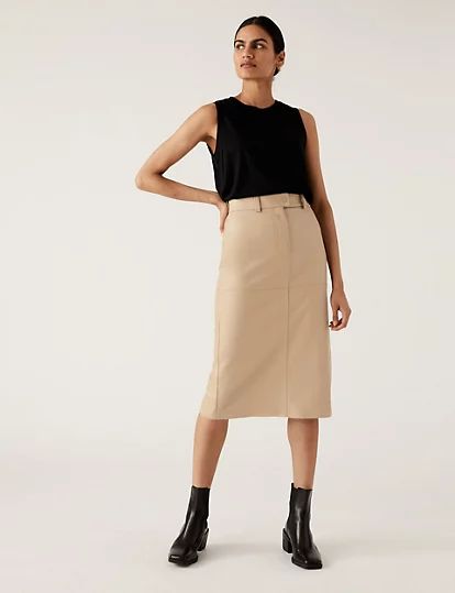Faux Leather Midi A-Line Skirt | Marks & Spencer (UK)