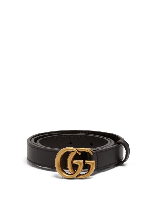 Gucci - Gg Logo Grained Leather Belt - Womens - Black | Matches (US)