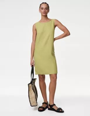 Linen Rich Knee Length Shift Dress | Marks and Spencer US