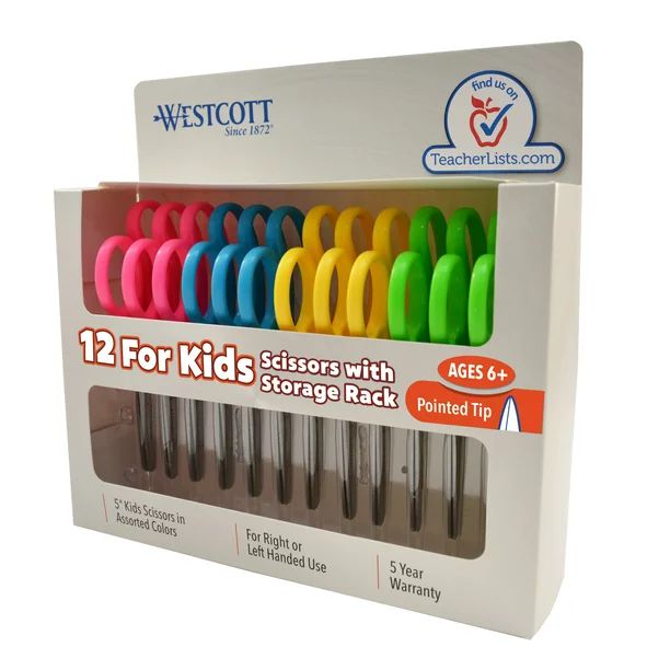 Westcott Kids Scissors, 5" Pointed, Assorted 12 Pack | Walmart (US)