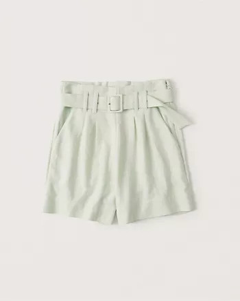 Belted Linen-Blend Shorts | Abercrombie & Fitch (US)