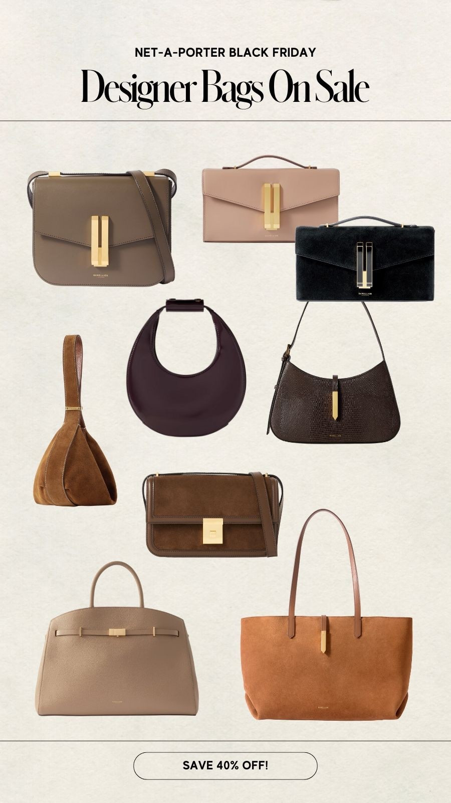 Net-a-porter Black Friday sale
Save 40% off designer bags from staud, demellier and more 
All amazing gifts for the holidays

#LTKSaleAlert #LTKGiftGuide #LTKCyberWeek