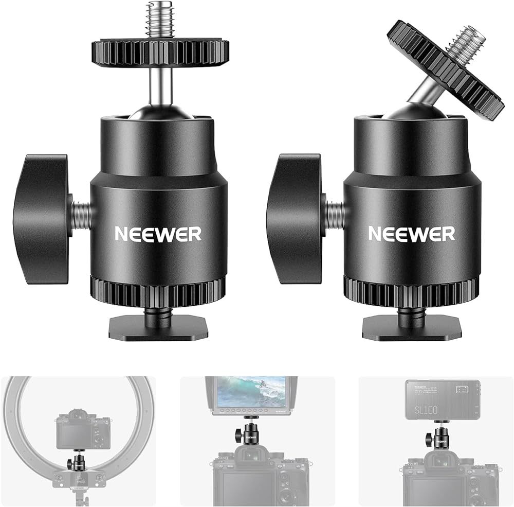 Neewer 1/4” Camera Hot Shoe Mount with Additional 1/4” Screw 2-Pack, Mini Ball Head Hot Shoe ... | Amazon (US)