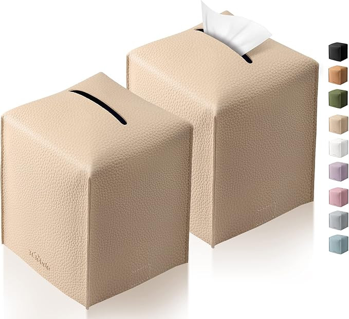 Tissue Box Cover, Tclouda, Modern PU Leather Square Tissue Box Holder for Creative Decorative, 2 ... | Amazon (US)