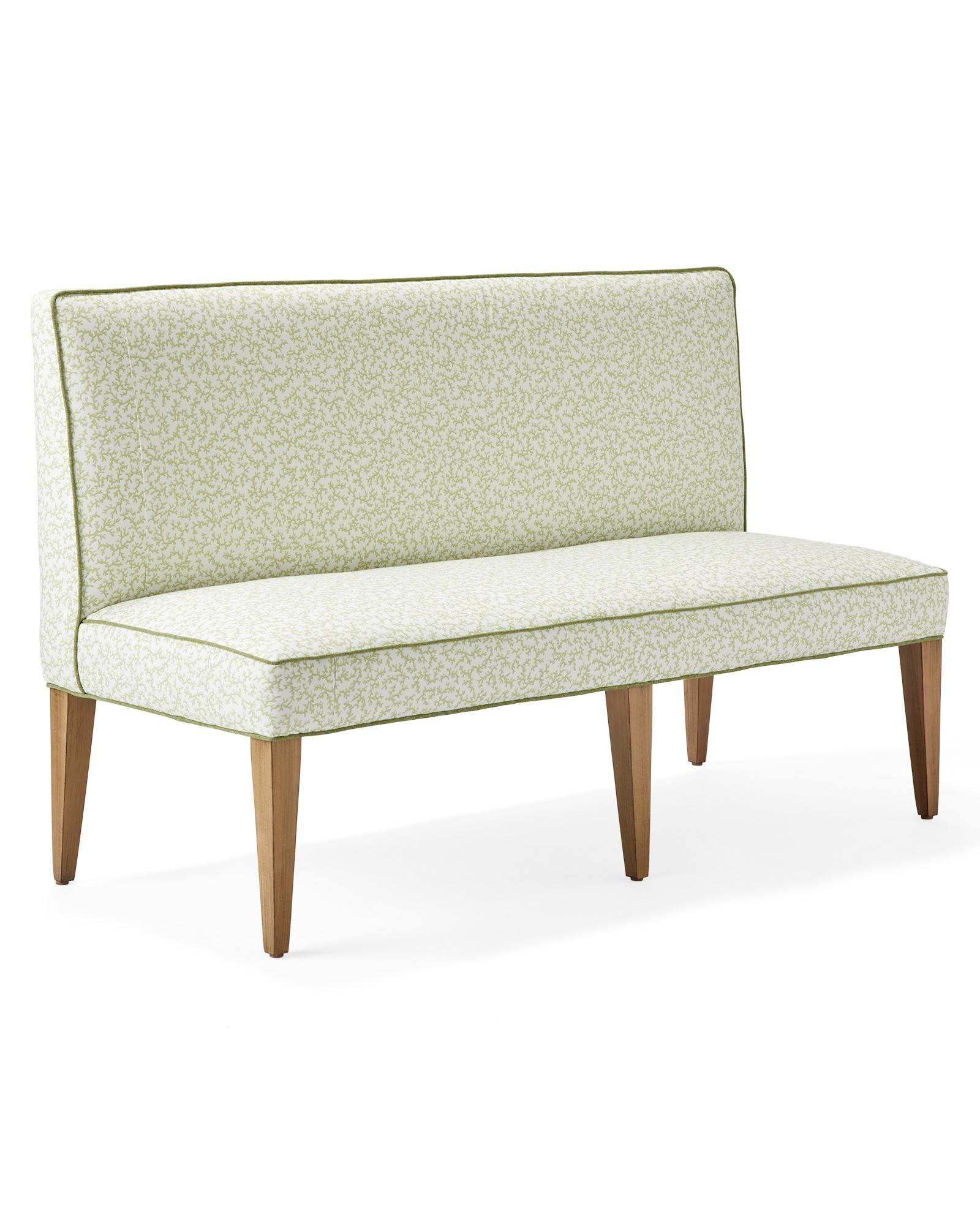 Ross Dining Bench - Performance Kimbe Pear with Perpetua Performance Olive Pipe | Serena and Lily