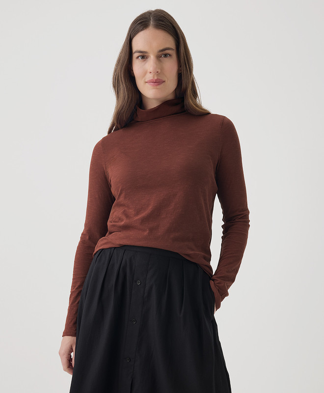 Women’s Featherweight Slub Turtleneck made with Organic Cotton | Pact | Pact Apparel