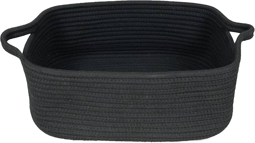 XUANGUO Woven Cotton Rope Storage Basket with Handles for Organizing Shelves Closet Small Cat Dog... | Amazon (US)