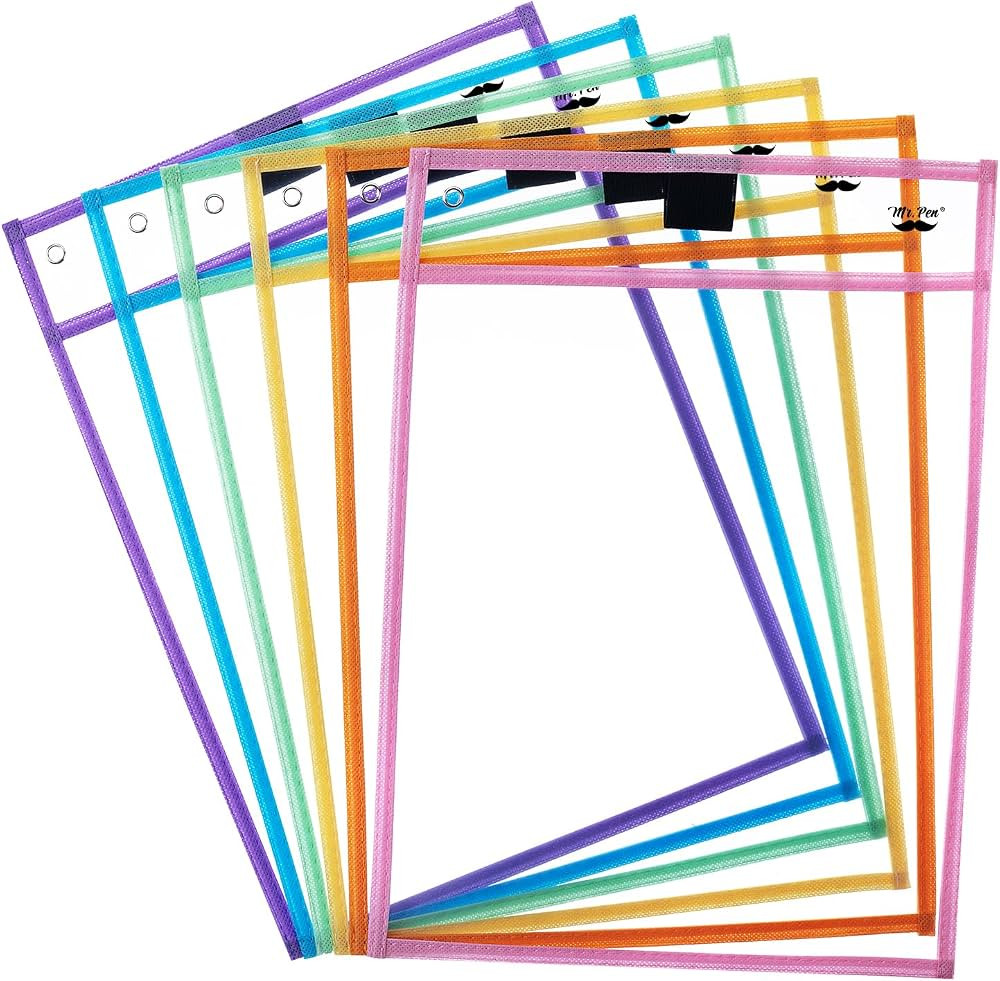 Mr. Pen- Dry Erase Pocket Sleeves, 10 x 14 Inch, 6 Pack, Pastel Colors, Reusable Plastic Sleeves ... | Amazon (US)