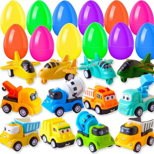 NAISEN 12 Pack Filled Easter Eggs for Kids with Toys Pull Back Cars Trucks, Easter Basket Stuffers for Boys Girls, Non Candy Easter Gifts for Kids Party Favors Classroom Prize | Amazon (US)