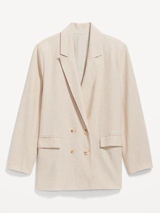 Double-Breasted Linen-Blend Blazer | Old Navy (US)
