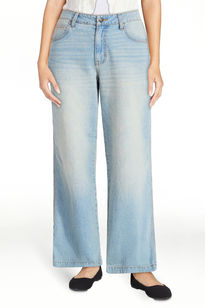 No Boundaries Mid-Rise Baggy Wide Leg Jeans, 31" Inseam, Women's 00-18 | Walmart (US)