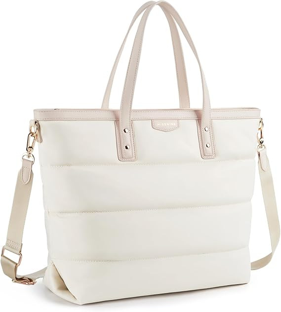 Missnine Tote Bag for Women 15.6 inch Laptop Bag Large Travel Tote Bag with Zipper, Quilted Puffe... | Amazon (US)