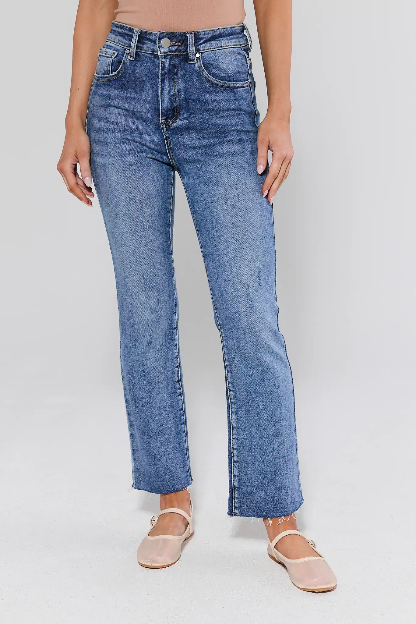 Aliyah Light Wash Kick Flare Jeans | Avara