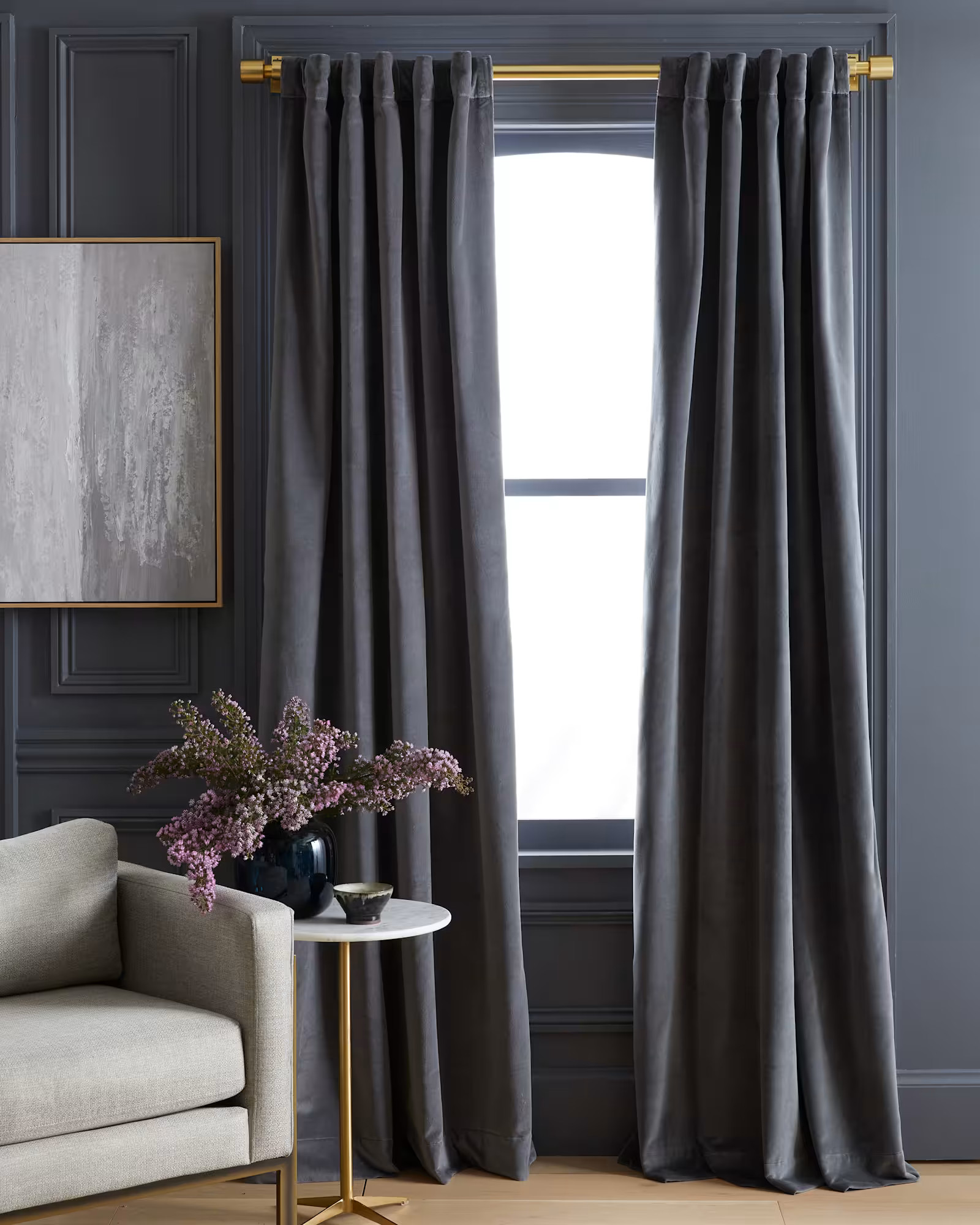 Cotton Velvet Curtain in Slate | Quince