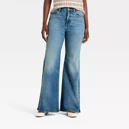 Women's High-Rise 70's Flare Jeans - Universal Thread\u2122 Medium Wash Blue 4 Long | Target