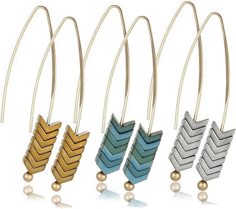 MengPa Boho Drop Earrings for Women Trendy Bohemian Dangle Earring Set Unique Arrow Fashion Jewel... | Amazon (US)