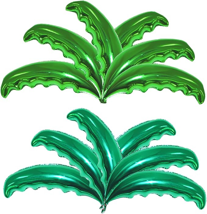12 Pieces Large Palm Tree Leaves Balloons, Green Foil Mylar Coconut Tree Leaves Balloons for Birt... | Amazon (US)