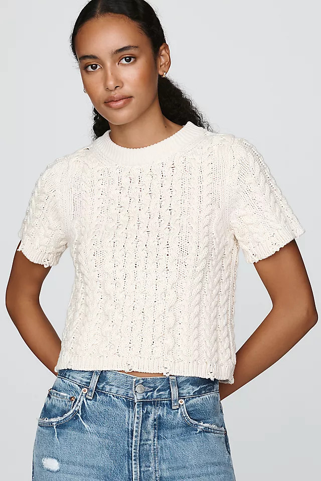 Cable-Knit Short-Sleeve Sweater | Anthropologie (US)