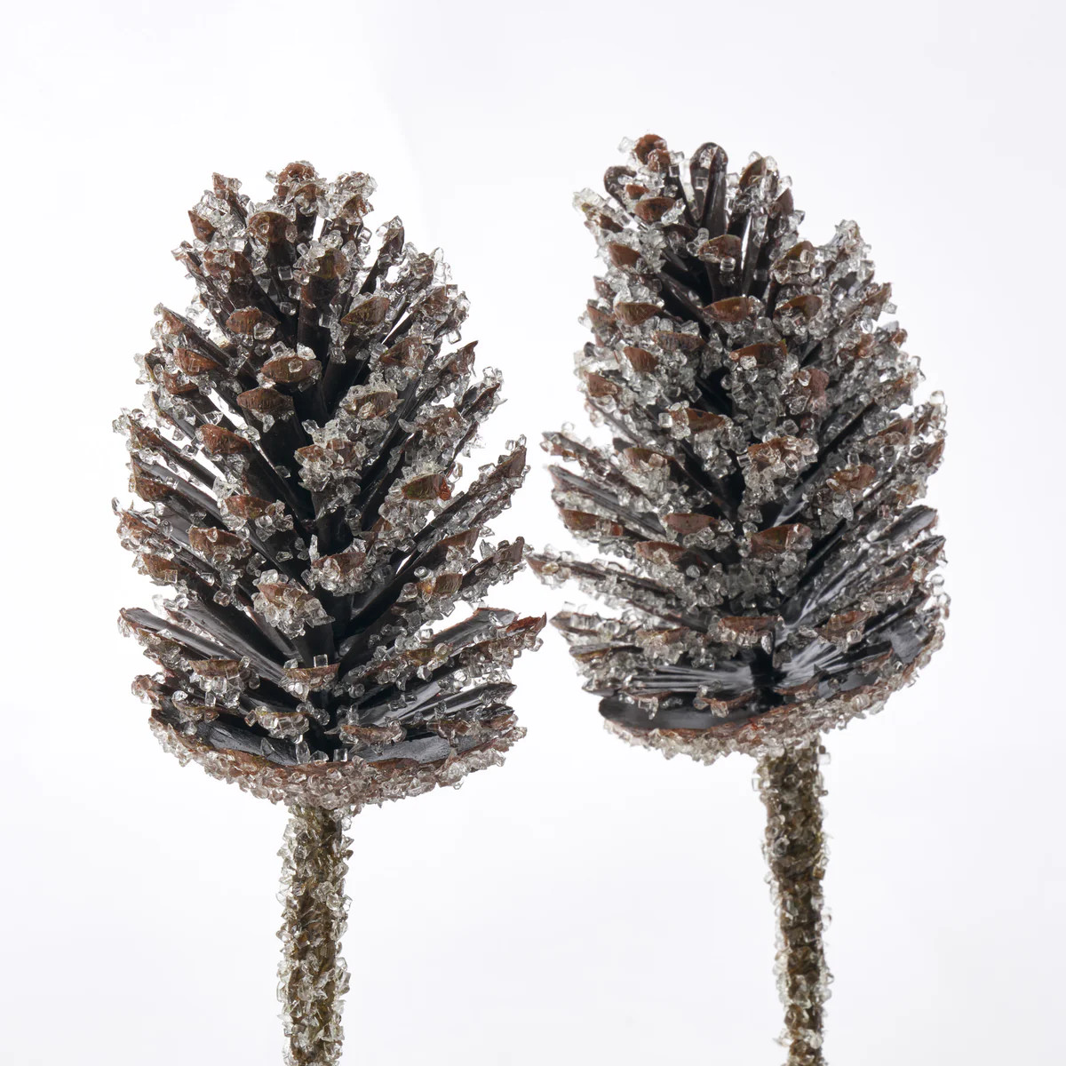 Extra Large Brown Beaded Iced Oversized Pinecone Pick - 13" Set of 2 | Darby Creek Trading