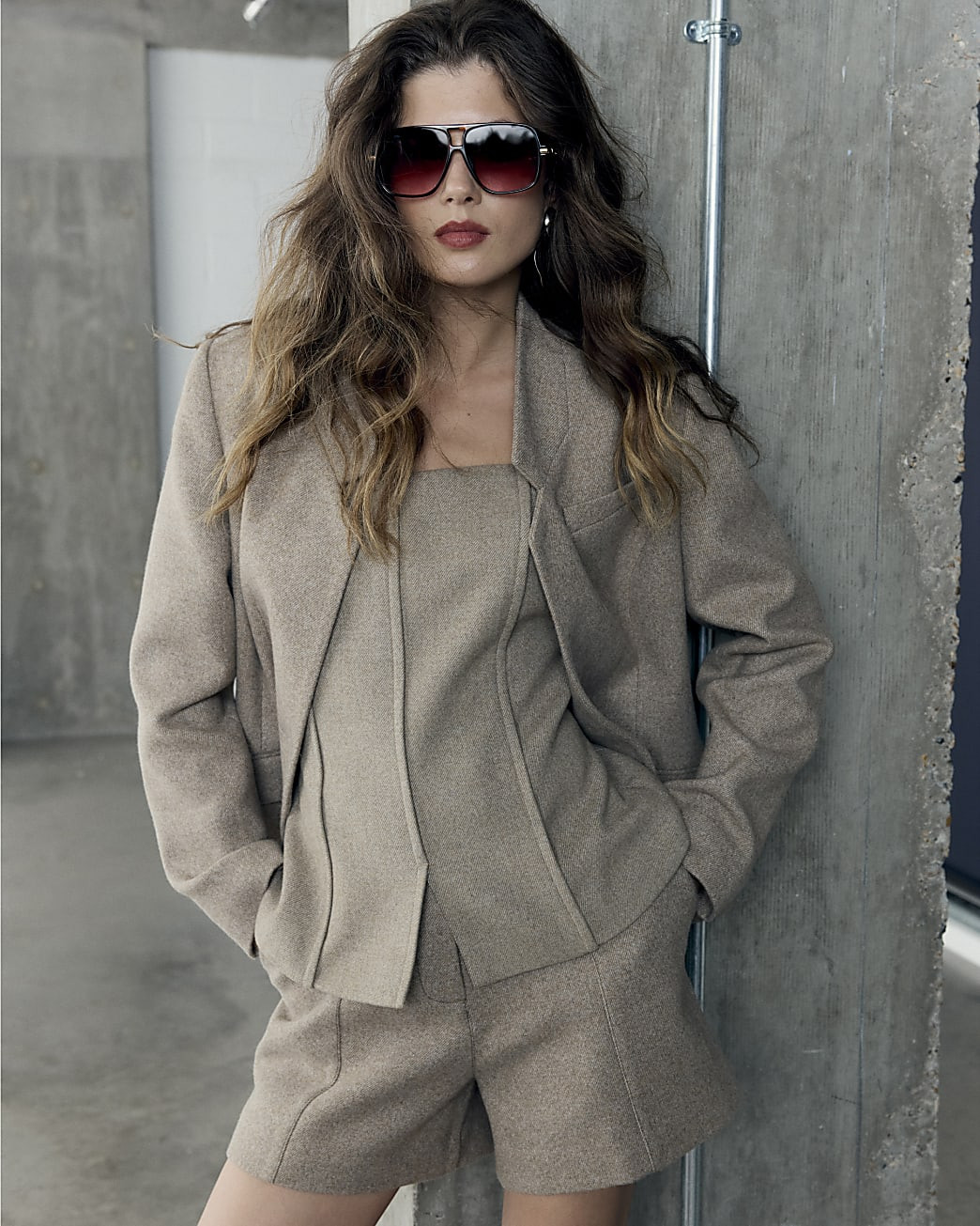 RI Studio Beige High Collar Blazer | River Island UK & IE